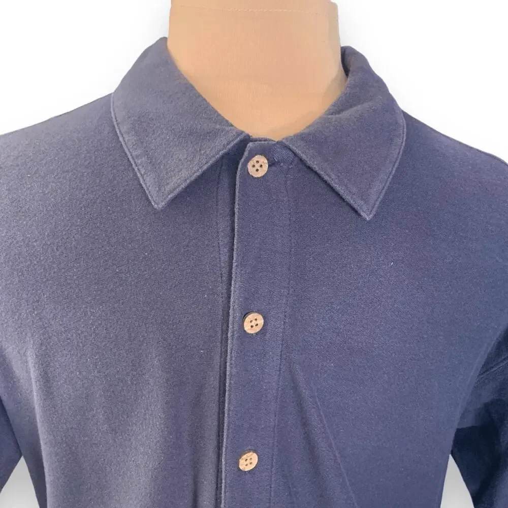 Vintage Chaps Shirt‎ Navy Blue Tropical Palm Floral  Short Sleeve Hawaiian Print